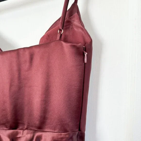House of CB | Reva Satin Balcony Corset Midi‎ Dress in Rasin Brown - Picture 9 of 10